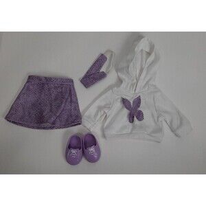 Our Generation Purple Snakeskin Hooded Sweater Shoes Headband Outfit 18" Doll
